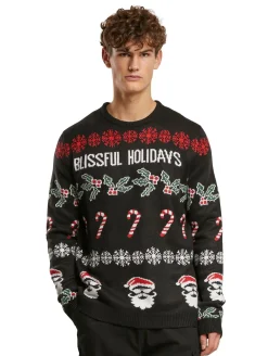 Pullover & Sweater*ONLY & SONS Xmas Reg 5 Allover Crew Strickpullover schwarz selig