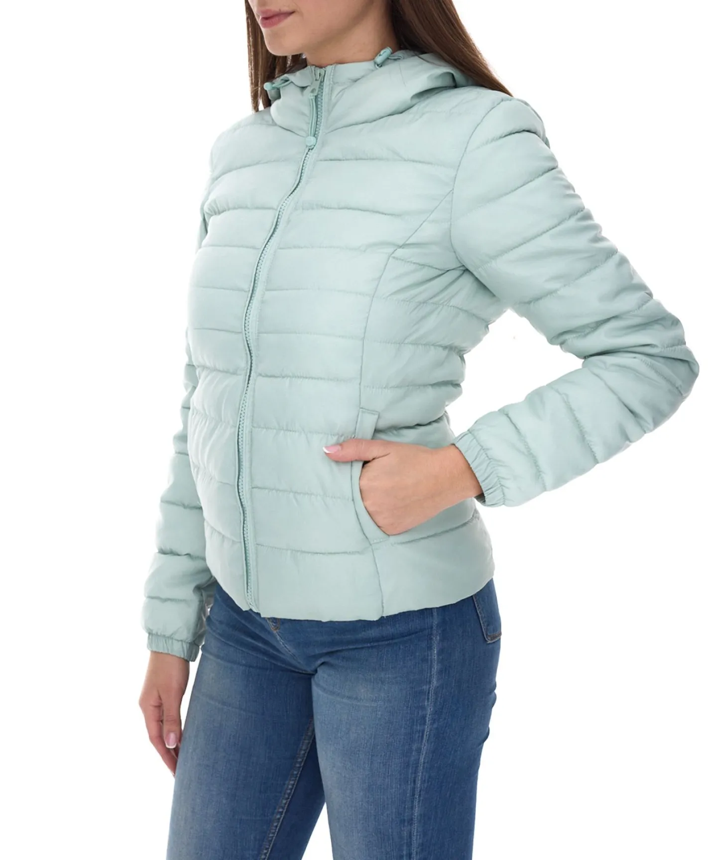 Mäntel & Jacken*ONLY Damen Stepp-Jacke Übergangs-Jacke mit Stehkragen oder Kapuze Basic-Jacke oder Hellblau Schwarz