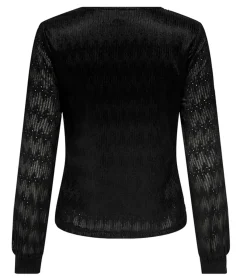 Poloshirts & Blusen*ONLY Maddy Damen Shirt langärmliges Shirt mit durchbrochenen Ärmeln 45448040 Schwarz