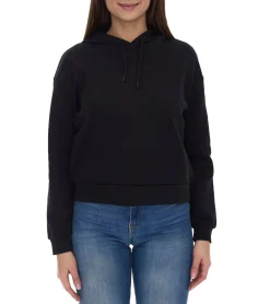 Sweater & Pullover*ONLY Play Damen Crop-Hoodie Kapuzen-Pullover kurzer Sweat-Shirt Basic-Pullover 15245850 Schwarz