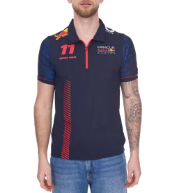 Jogginghosen & Fitnessmode|Hemden & Poloshirts*Oracle Red Bull Racing F1 Sergio Perez Herren Polo-Hemd mit Grafikdruck auf Front- und Rückseite Polo-Shirt TM3182 Navy