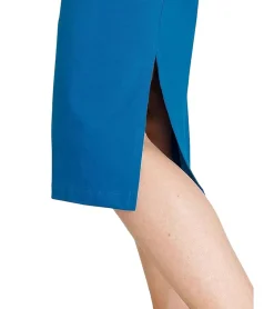Kleider*OTTO Damen Midi-Kleid mit V-Ausschnitt Sommer-Kleid schlichtes Baumwoll-Kleid 39138853 Blau