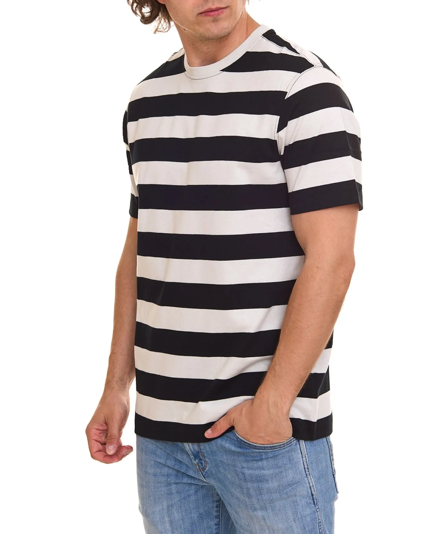 T-Shirts & Tank Tops*OTTO products Herren gestreiftes T-Shirt nachhaltiges Sommer-Shirt aus Bio-Baumwolle 73316559 Grau/Schwarz