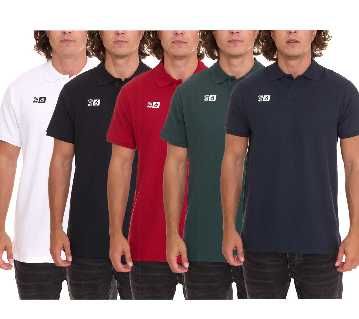 Hemden & Poloshirts*Outfitter OCEAN FABRICS Herren Polo-Hemd angenehmes Polo-Shirt Sommer-Shirt 1049 Weiß, Rot, Schwarz, Grün oder Dunkelblau