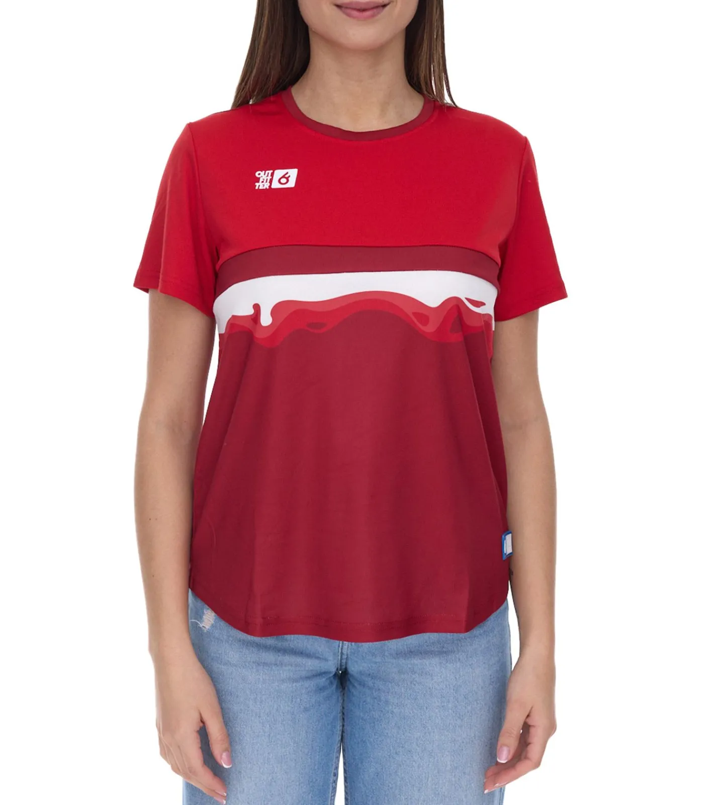 Sportoberbekleidung|Tops & T-Shirts*Outfitter OCEAN FABRICS TAHI Damen nachhaltiges Training-Shirt mit Mesh-Einsätzen Fitness-Shirt Kurzarm-Shirt OUT-W-1021-OTW-34 Rot
