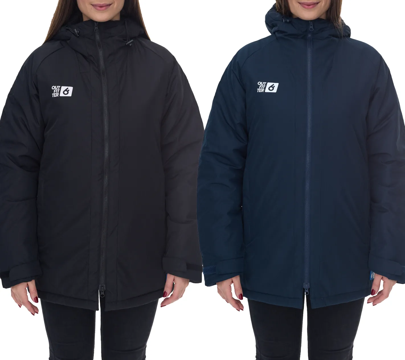 Mäntel & Jacken*Outfitter OCEAN FABRICS TAHI Damen nachhaltige Winter-Jacke mit verstellbarer Kapuze Herbst-Jacke OUT-W-1035-OTW in oder Schwarz Dunkelblau