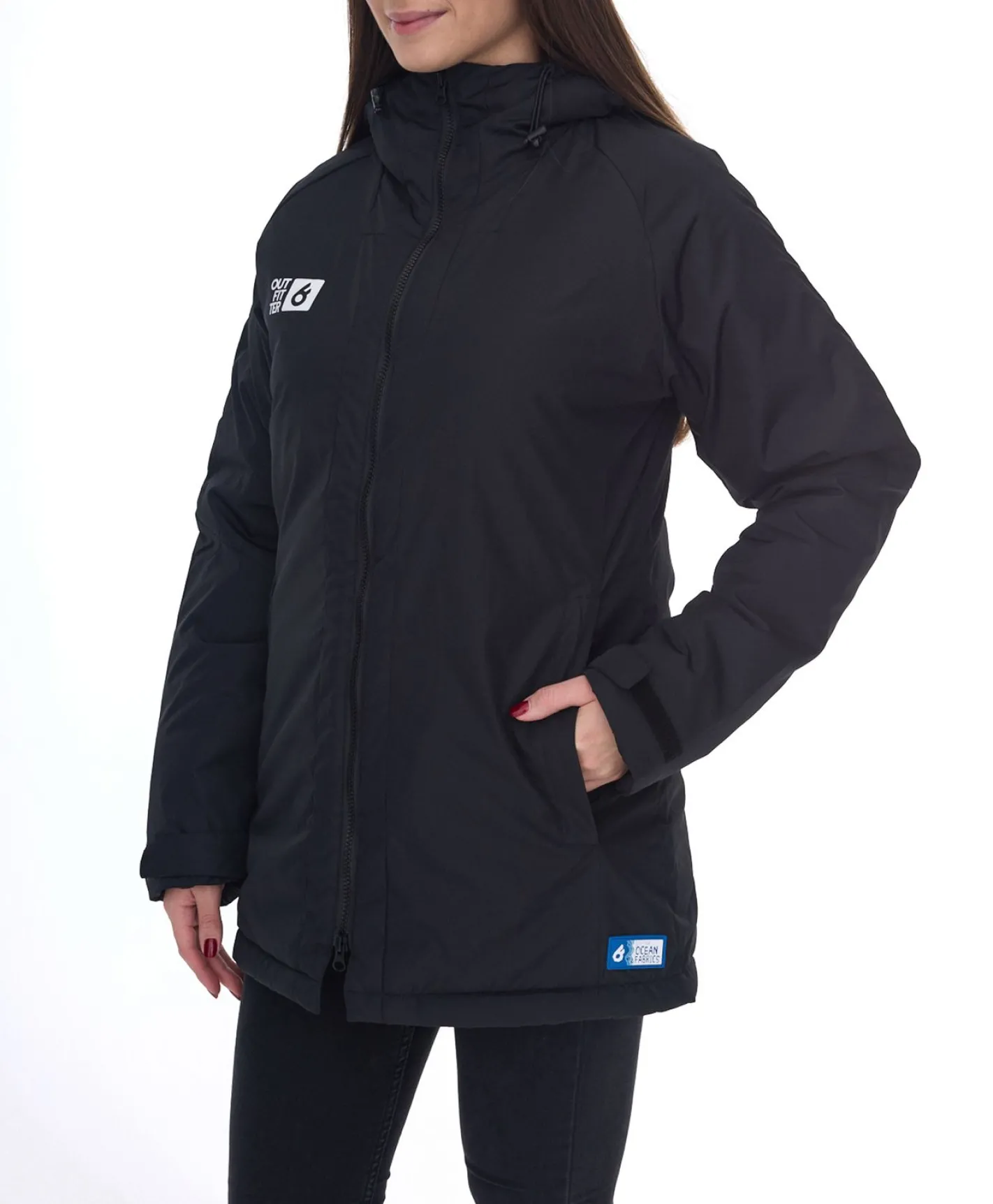 Mäntel & Jacken*Outfitter OCEAN FABRICS TAHI Damen nachhaltige Winter-Jacke mit verstellbarer Kapuze Herbst-Jacke OUT-W-1035-OTW in oder Schwarz Dunkelblau