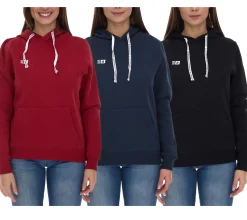 Sweater & Pullover*Outfitter Ocean Fabrics Thai Damen Hoodie nachhaltiger Kapuzen-Pullover im Basic-Style OUT-W-1003-OTW Schwarz, Rot oder Dunkelblau