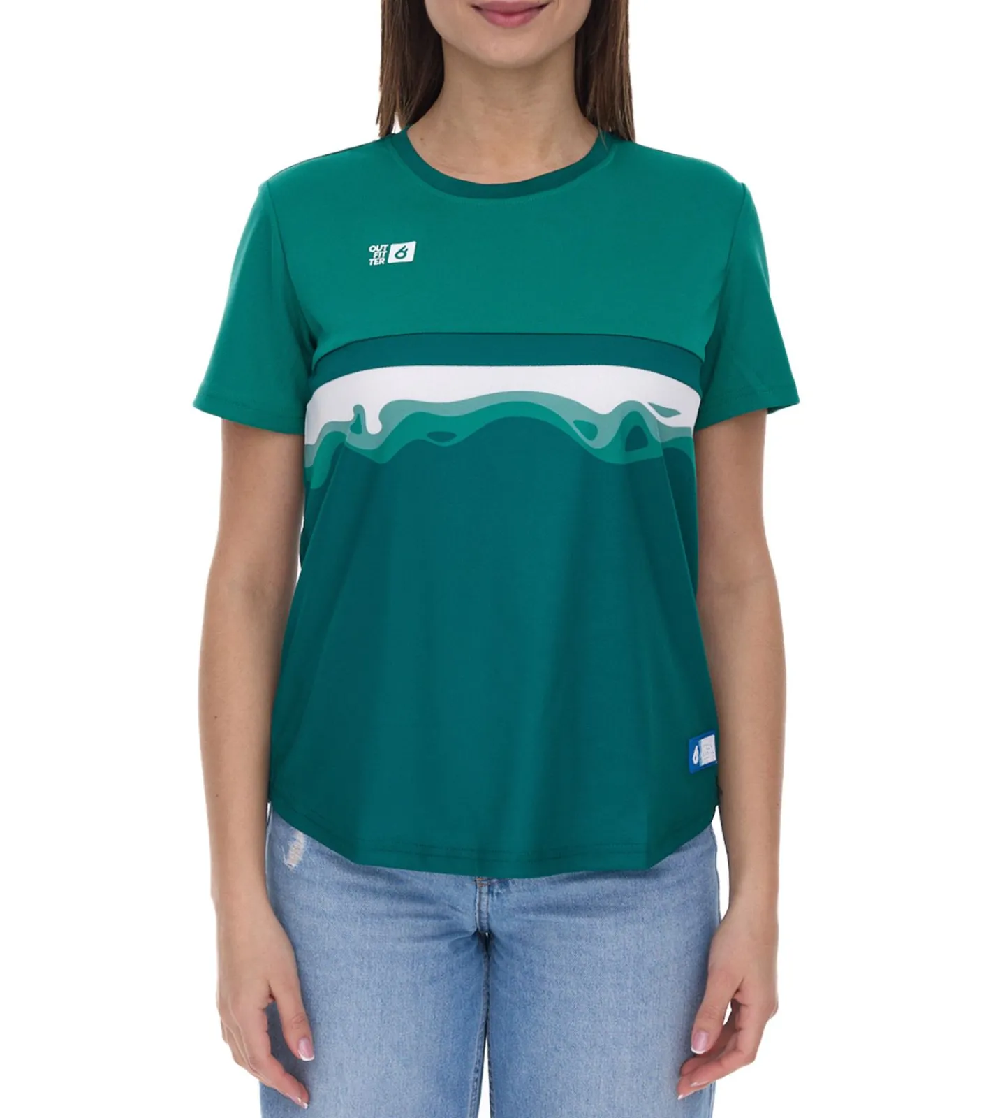 Sportoberbekleidung|Tops & T-Shirts*Outfitter OCEAN FABRICS TAHI Damen nachhaltiges Training-Shirt mit Mesh-Einsätzen Fitness-Shirt Kurzarm-Shirt OUT-W-1021-OTW-23 Grün