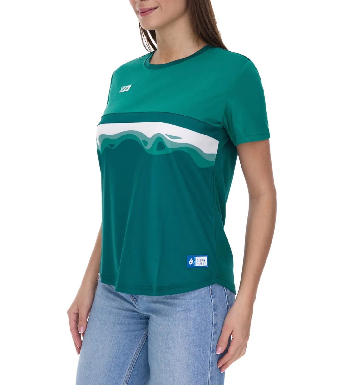Sportoberbekleidung|Tops & T-Shirts*Outfitter OCEAN FABRICS TAHI Damen nachhaltiges Training-Shirt mit Mesh-Einsätzen Fitness-Shirt Kurzarm-Shirt OUT-W-1021-OTW-23 Grün