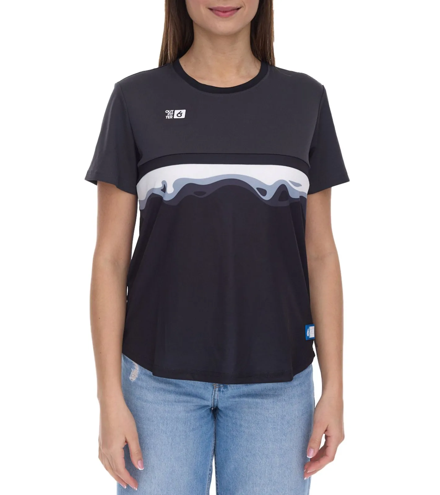 Sportoberbekleidung|Tops & T-Shirts*Outfitter OCEAN FABRICS TAHI Damen nachhaltiges Training-Shirt mit Mesh-Einsätzen Fitness-Shirt Kurzarm-Shirt OUT-W-1021-OTW-61 Schwarz