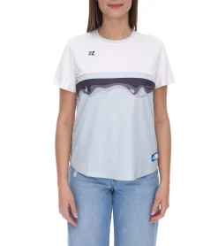 Sportoberbekleidung|Tops & T-Shirts*Outfitter OCEAN FABRICS TAHI Damen nachhaltiges Training-Shirt mit Mesh-Einsätzen Fitness-Shirt Kurzarm-Shirt OUT-W-1021-OTW-11 Hellblau/Weiß