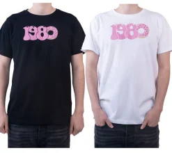 T-Shirts & Tank Tops*PASH 1980 Tee Herren Kurzarm-Shirt mit großem 1980er Print Baumwoll-T-Shirt PATR004 Schwarz oder Weiß