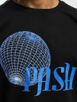 T-Shirts & Tank Tops*PASH Globe R-Ausschnitt T-Shirt schwarz