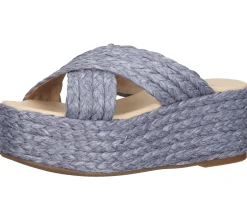 Zehentrenner & Sandalen*PETER KAISER Damen Plateau-Pantolette mit geflochtenem Bast Sommer-Schuhe 88187-159 Violett