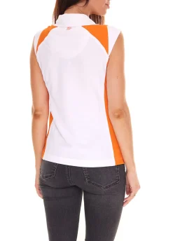 Tops & T-Shirts|Sportoberbekleidung*PGA TOUR Damen Achsel-Shirt mit Hemdkragen Golf-Shirt mit CoolFit 3508933 Weiß-Orange