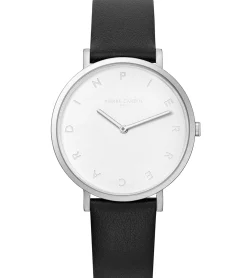 Damenuhren|Damenuhren*Pierre Cardin Damen Armband-Uhr mit Buchstaben der Marke als Ziffern analoge Quarz-Uhr mit Leder-Armband 3ATM 39mm CBV.100 Schwarz/Silber mit schwarzem oder weißem Zifferblatt