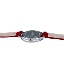 Damenuhren|Damenuhren*Pierre Cardin Damen Armband-Uhr mit Marken-Kürzel im Ziffernblatt analoge Quarz-Uhr mit Leder-Armband 3ATM 31mm CBV.1517 Rot/Silber