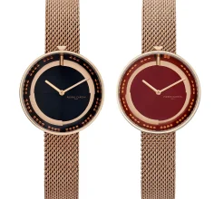 Damenuhren|Damenuhren*Pierre Cardin Damen Armband-Uhr modernes Ziffernblatt analoge Quarz-Uhr mit Edelstahl-Armband 3ATM 33mm CMA.0001 Rose-Gold/Schwarz oder Rose-Gold/Rot