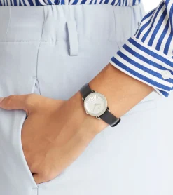 Damenuhren|Damenuhren*Pierre Cardin Damen Armband-Uhr schlichtes Ziffernblatt analoge Quarz-Uhr mit Leder-Armband 3ATM 27mm CPI.2507 Schwarz/Weiß/Silber