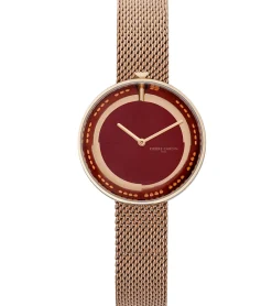 Damenuhren|Damenuhren*Pierre Cardin Damen Armband-Uhr modernes Ziffernblatt analoge Quarz-Uhr mit Edelstahl-Armband 3ATM 33mm CMA.0003 Rose-Gold/Rot