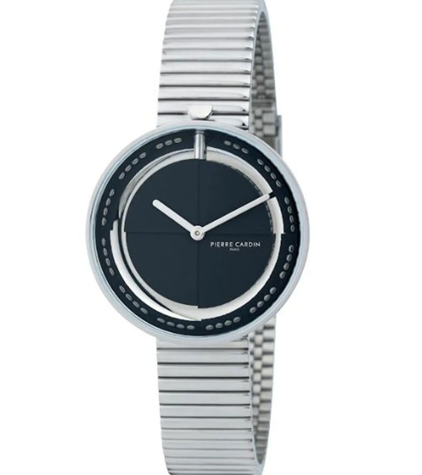 Damenuhren|Damenuhren*Pierre Cardin Damen Armband-Uhr zeitloses Ziffernblatt analoge Quarz-Uhr mit Edelstahl-Armband 3ATM 32mm CMA.0008 Silber/Schwarz
