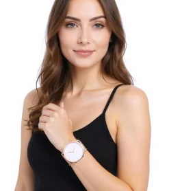 Damenuhren|Damenuhren*Pierre Cardin Damen Armband-Uhr schlichtes Ziffernblatt analoge Quarz-Uhr mit Edelstahl-Armband 3ATM 39mm CBV.1055 Rosa