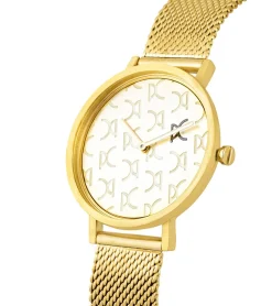 Damenuhren|Damenuhren*Pierre Cardin Damen Armband-Uhr mit Marken-Kürzel auf dem Ziffernblatt analoge Quarz-Uhr mit Edelstahl-Armband 3ATM 31mm CBV.1518 Gold