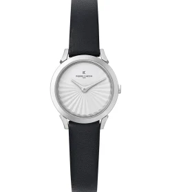 Damenuhren|Damenuhren*Pierre Cardin Damen Armband-Uhr schlichtes Ziffernblatt analoge Quarz-Uhr mit Leder-Armband 3ATM 27mm CPI.250 Schwarz/Weiß oder Schwarz