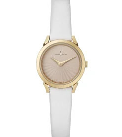 Damenuhren|Damenuhren*Pierre Cardin Damen Armband-Uhr Zweizeiger-Uhr analoge Quarz-Uhr mit Leder-Armband 3ATM 27mm CPI.2509 Weiß/Gold