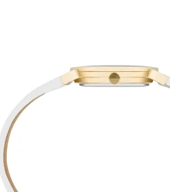 Damenuhren|Damenuhren*Pierre Cardin Damen Armband-Uhr Zweizeiger-Uhr analoge Quarz-Uhr mit Leder-Armband 3ATM 27mm CPI.2509 Weiß/Gold