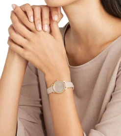 Damenuhren|Damenuhren*Pierre Cardin Damen Armband-Uhr schlichtes Ziffernblatt analoge Quarz-Uhr mit Leder-Armband 3ATM 27mm CPI.2508 Beige/Gold