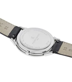 Damenuhren|Damenuhren*Pierre Cardin Damen Armband-Uhr schlichtes Ziffernblatt analoge Quarz-Uhr mit Leder-Armband 3ATM 40mm CPI.2000 Schwarz/Silber
