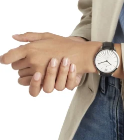 Damenuhren|Damenuhren*Pierre Cardin Damen Armband-Uhr schlichtes Ziffernblatt analoge Quarz-Uhr mit Leder-Armband 3ATM 40mm CPI.2000 Schwarz/Silber