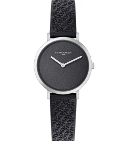 Damenuhren|Damenuhren*Pierre Cardin Damen Armband-Uhr mit Marken-Kürzel-Print analoge Quarz-Uhr mit Leder-Armband 3ATM 31mm CBV.15 Schwarz, Rosa, Weiß oder Beige
