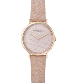 Damenuhren|Damenuhren*Pierre Cardin Damen Armband-Uhr mit Marken-Kürzel-Print analoge Quarz-Uhr mit Leder-Armband 3ATM 31mm CBV.15 Schwarz, Rosa, Weiß oder Beige