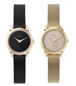 Damenuhren|Damenuhren*Pierre Cardin Damen Armband-Uhr schlichtes Ziffernblatt analoge Quarz-Uhr mit Edelstahl-Armband 3ATM 27mm CPI.25 Schwarz/Gold oder Gold