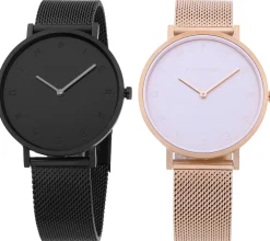 Damenuhren|Damenuhren*Pierre Cardin Damen Armband-Uhr schlichtes Ziffernblatt analoge Quarz-Uhr mit Edelstahl-Armband 3ATM 39mm CBV.1054 Schwarz oder Rosa