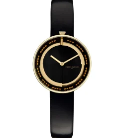 Damenuhren|Damenuhren*Pierre Cardin Damen Armband-Uhr schlichtes Ziffernblatt analoge Quarz-Uhr mit Leder-Armband 3ATM 33mm CMA.0002 Schwarz/Gold