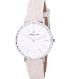 Damenuhren|Damenuhren*Pierre Cardin Damen Armband-Uhr schlichtes Ziffernblatt analoge Quarz-Uhr glitzerndes Leder-Armband 3ATM 36mm CBV.1115 Silber