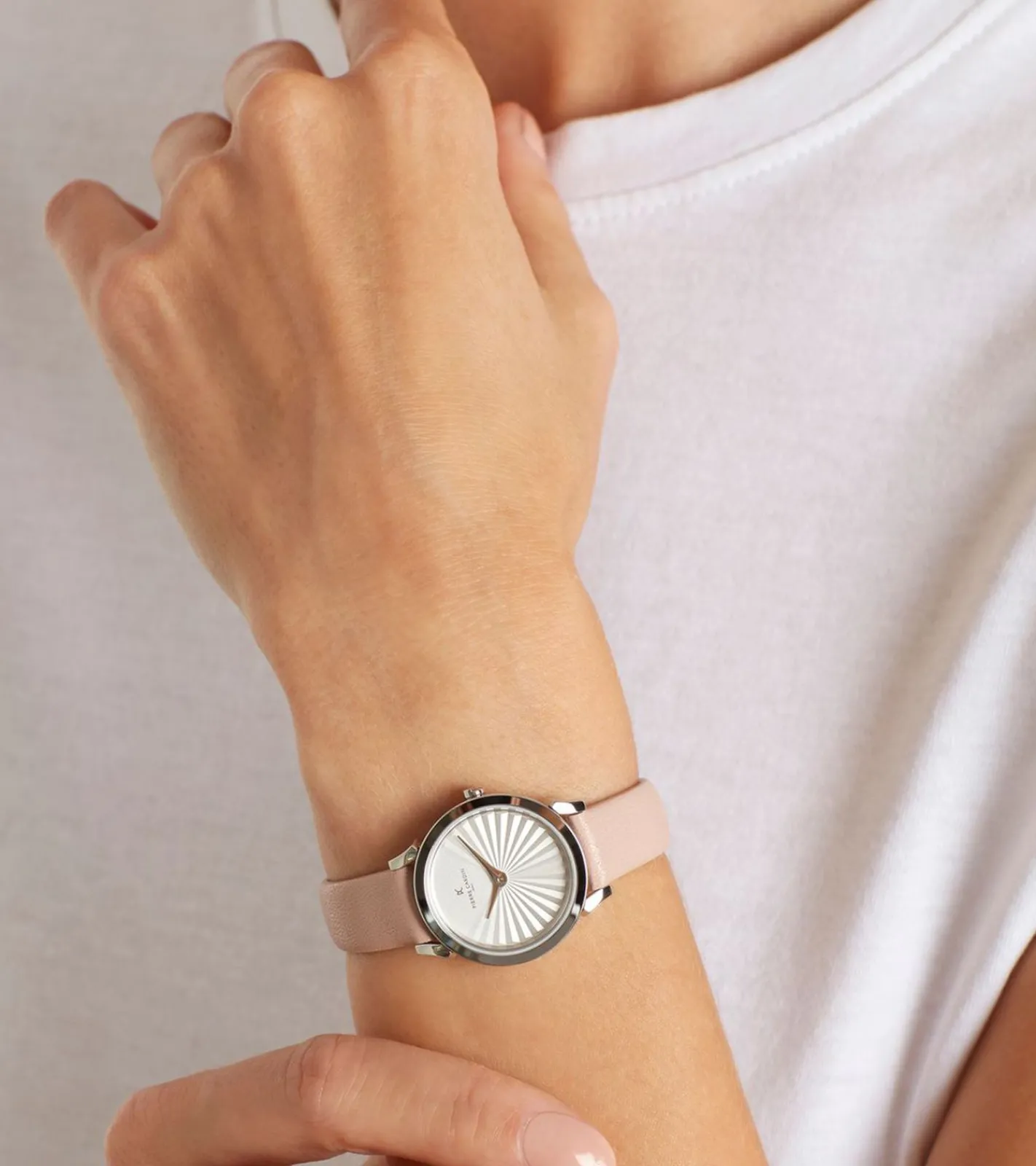 Damenuhren|Damenuhren*Pierre Cardin Damen Armband-Uhr Ziffernblatt analoge Quarz-Uhr mit Leder-Armband 3ATM 27mm CPI.2506 Rosa/Weiß/Silber