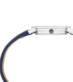 Damenuhren|Damenuhren*Pierre Cardin Damen Armband-Uhr Ziffernblatt analoge Quarz-Uhr mit Leder-Armband 3ATM 27mm CPI.2513 Blau/Weiß/Silber