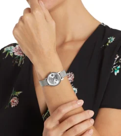 Damenuhren|Damenuhren*Pierre Cardin Damen Armband-Uhr Ziffernblatt mit silbernen Kreis-Details analoge Quarz-Uhr mit Edelstahl-Armband 3ATM 28mm CCM.0503 Silber