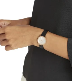 Damenuhren|Damenuhren*Pierre Cardin Damen Armband-Uhr Zweizeiger-Uhr analoge Quarz-Uhr mit Leder-Armband 3ATM 27mm CPI.2501 Schwarz/Rose-Gold