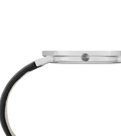 Damenuhren|Damenuhren*Pierre Cardin Damen Armband-Uhr schlichtes Ziffernblatt analoge Quarz-Uhr mit Leder-Armband 3ATM 39mm CBV.1002 Schwarz/Silber