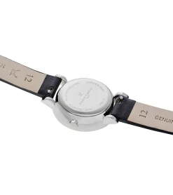 Damenuhren|Damenuhren*Pierre Cardin Damen Zweizeiger-Armband-Uhr Ziffernblatt mit silbernen Kreis-Details analoge Quarz-Uhr mit Leder-Armband 3ATM 27mm CCM.0504 Silber/Schwarz