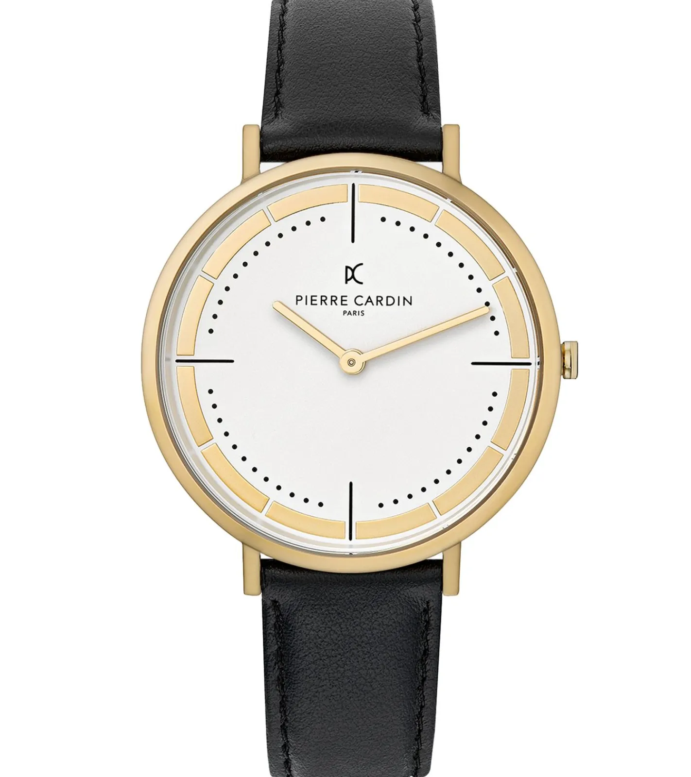 Herrenuhren|Herrenuhren*Pierre Cardin Herren analoge Quarz-Uhr mit Leder-Armband Armband-Uhr 3ATM 42mm CBV.1032 Gold/Schwarz