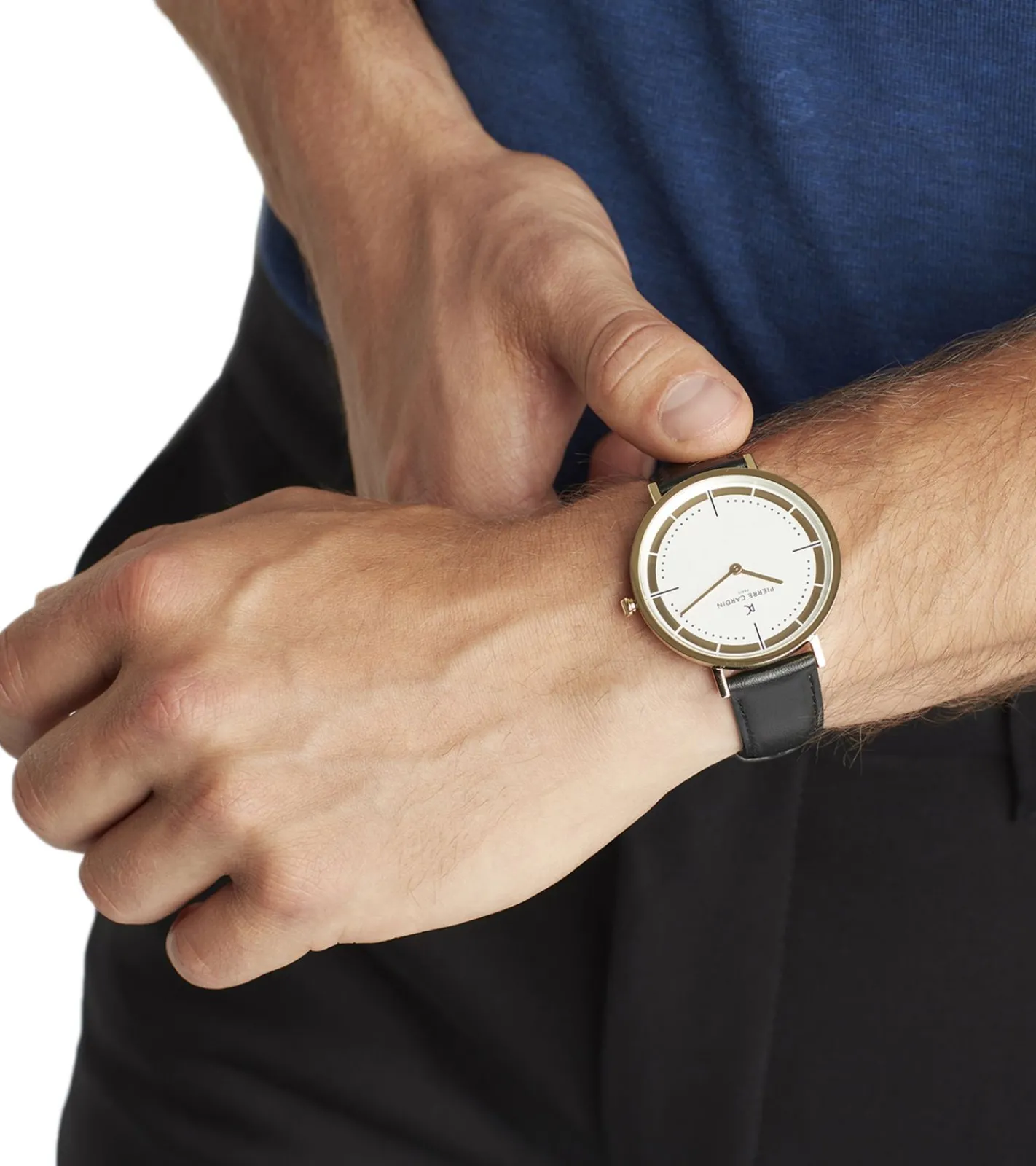 Herrenuhren|Herrenuhren*Pierre Cardin Herren analoge Quarz-Uhr mit Leder-Armband Armband-Uhr 3ATM 42mm CBV.1032 Gold/Schwarz