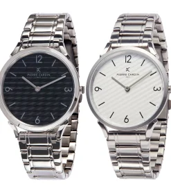 Herrenuhren|Herrenuhren*Pierre Cardin Herren Armband-Uhr analoge Quarz-Uhr mit Edelstahl-Armband 3ATM 40mm in Silber/Weiß oder Silber/Schwarz