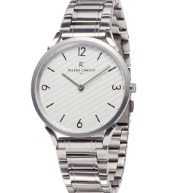 Herrenuhren|Herrenuhren*Pierre Cardin Herren Armband-Uhr analoge Quarz-Uhr mit Edelstahl-Armband 3ATM 40mm in Silber/Weiß oder Silber/Schwarz